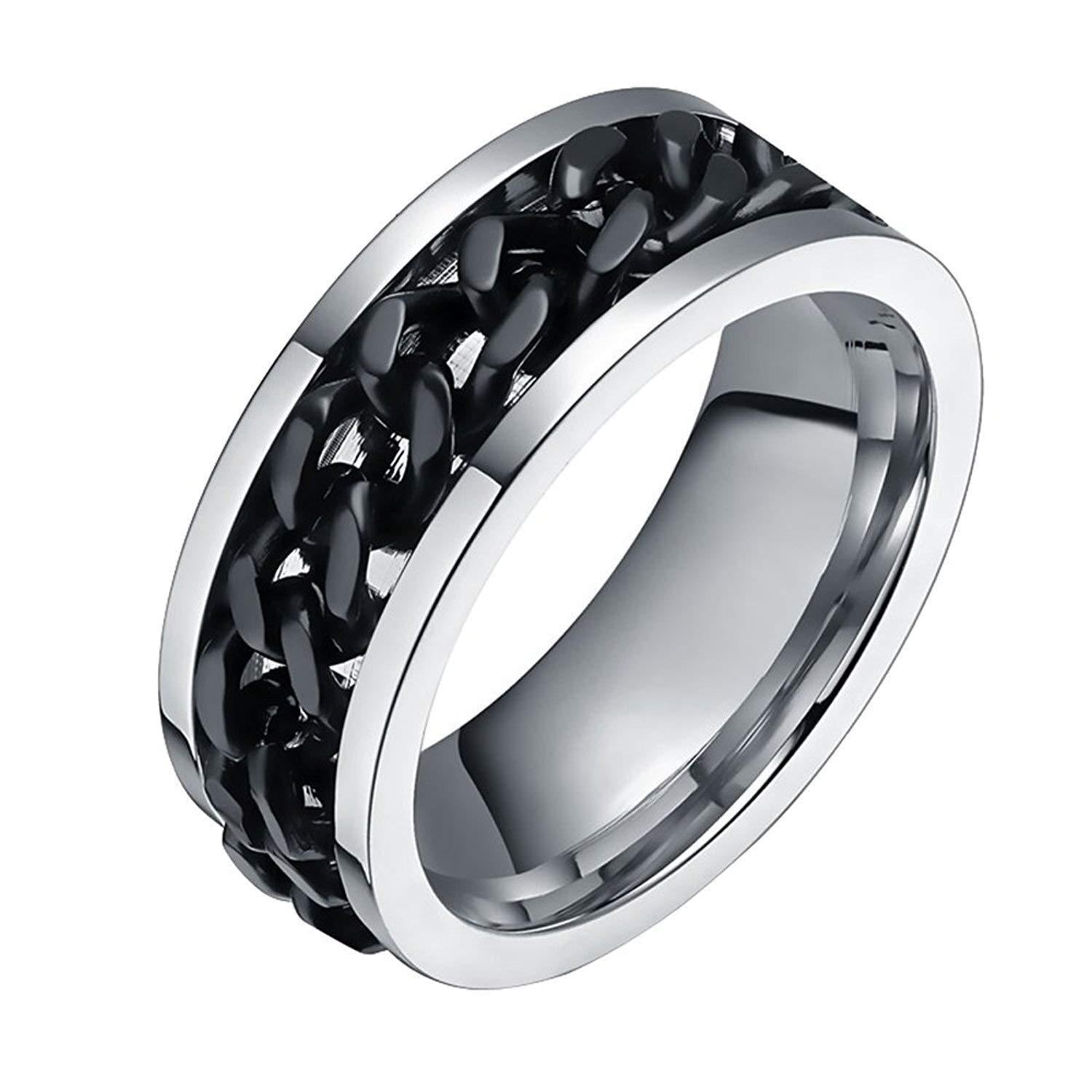 Stainless Steel Chain Spinner Ring for Men and Boys