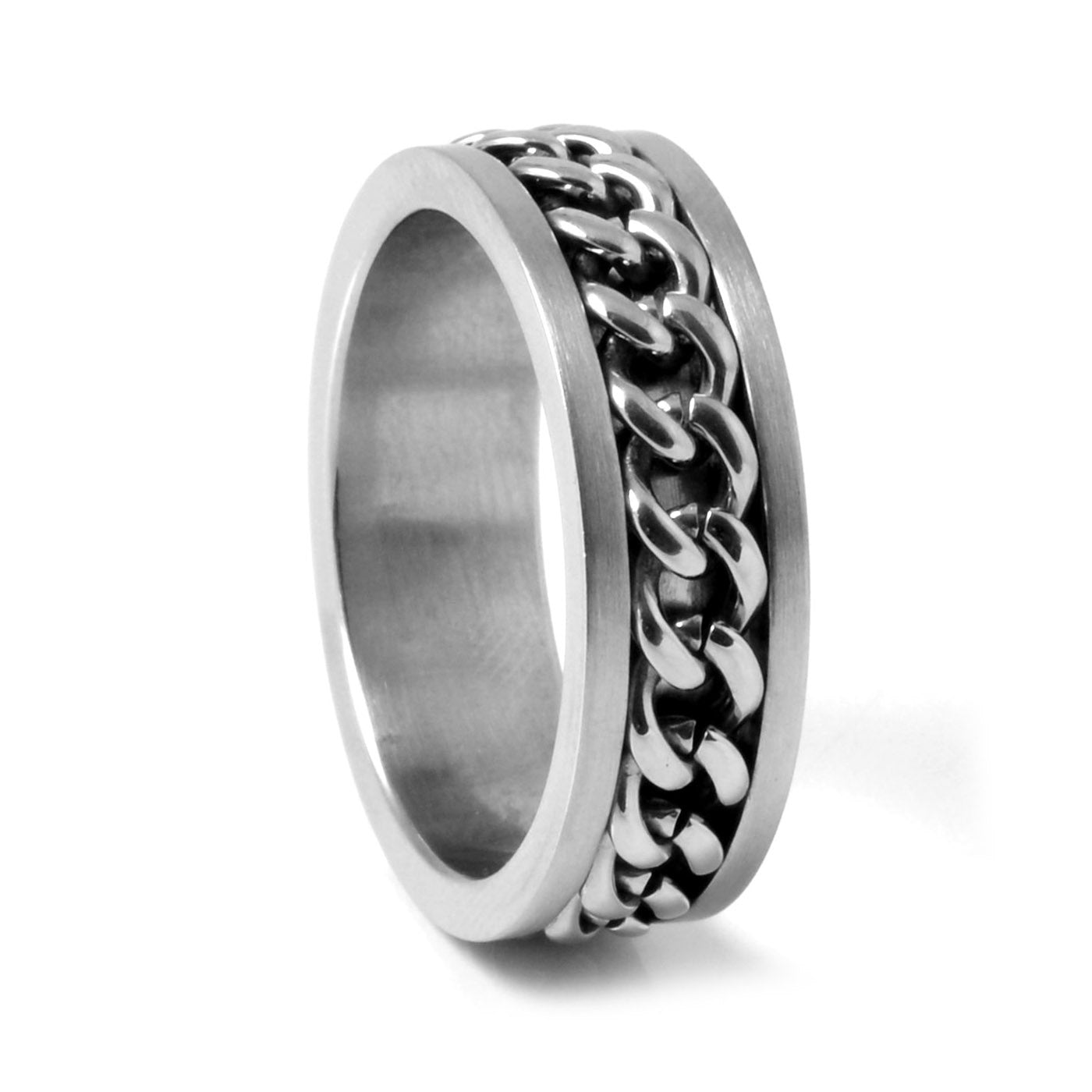 Stainless Steel Chain Spinner Ring for Men and Boys