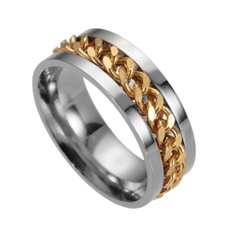 Stainless Steel Chain Spinner Ring for Men and Boys
