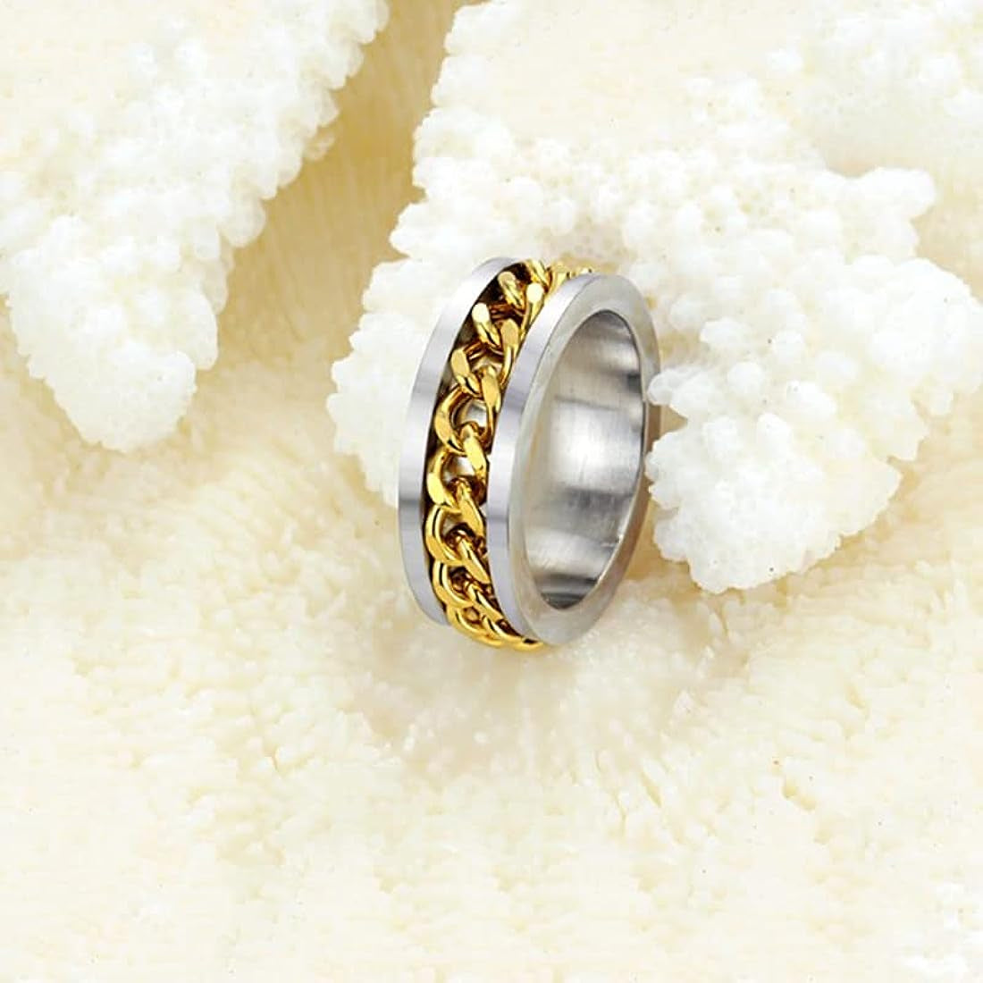 Stainless Steel Chain Spinner Ring for Men and Boys